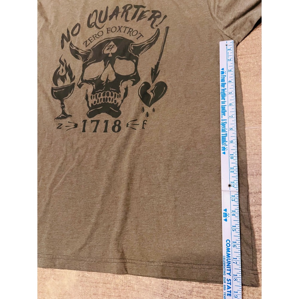 Zero Foxtrot Army Green Graphic T-Shirt No Quarter! Afterlife Club Sz 2XL Casual - Picture 8 of 8
